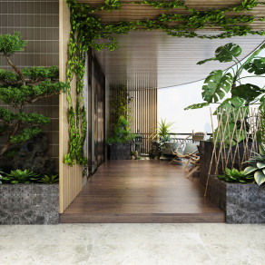 新中式阳台植物